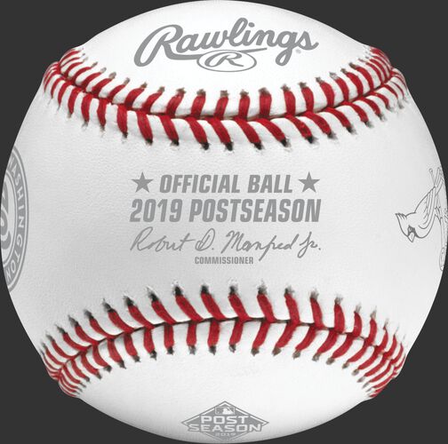 An official NLCS19DL 2019 National League Championship Series dueling baseball with the league commissioner's signature