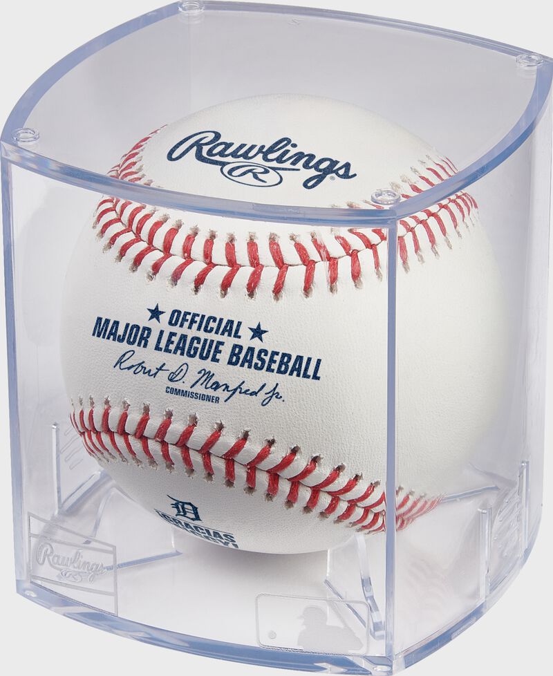 A Miguel Cabrera final season commemorative baseball in a clear display cube - SKU: ROMLBMC23