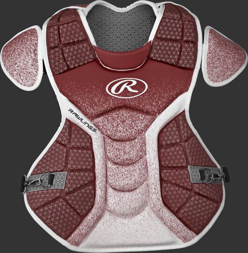 A cardinal/white CPVEL Velo series adult chest protector