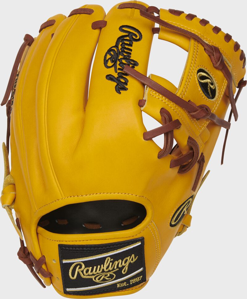 PROFL12-2GT 11.5-inch Rawlings Heart of the Hide I-web glove with a gold tan back and black Rawlings patch