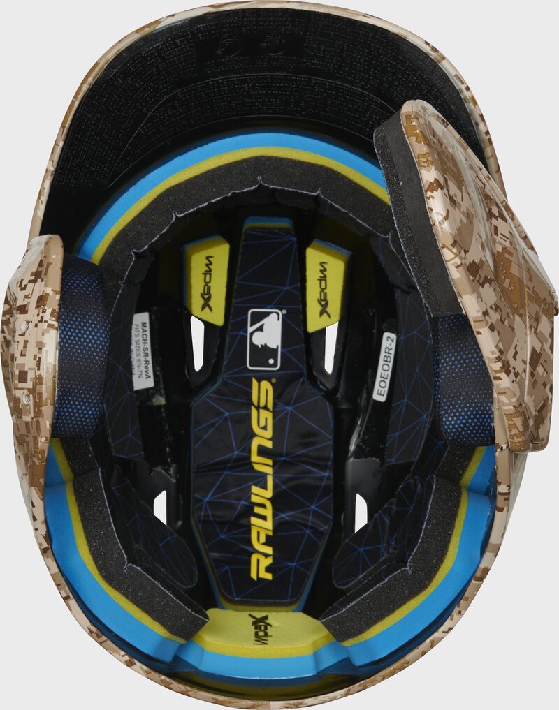 Inside view of Mach EXT Digi Camo Hydro Dipped Helmet | Right Handed Batter - SKU: MACHEXTR-DCMO loading=