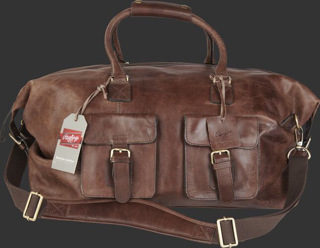 A brown Rugged duffle bag with 2 compartments on the front and leather handles - SKU: RS10023-200