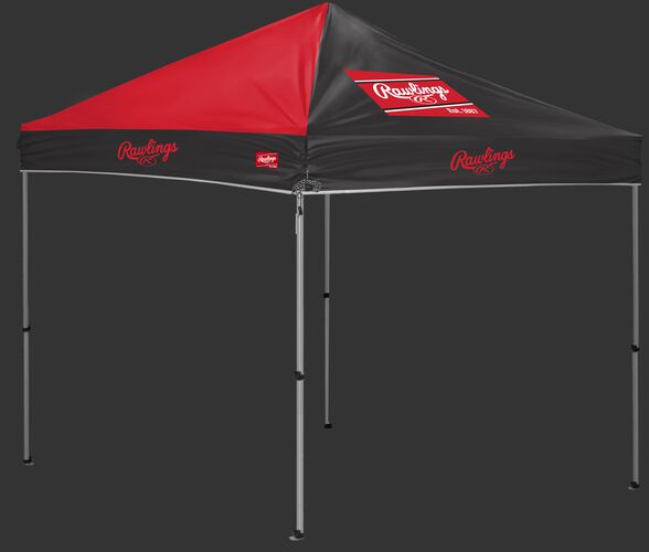 A red/black Rawlings 9x9 canopy with a red Rawlings patch on one side - SKU: 04034043511