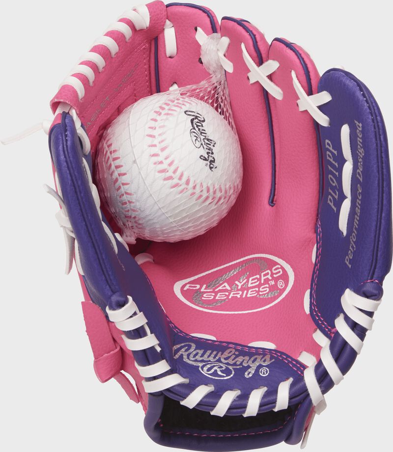 Shell palm view of Players Series 9 in Softball glove with Soft Core Ball loading=