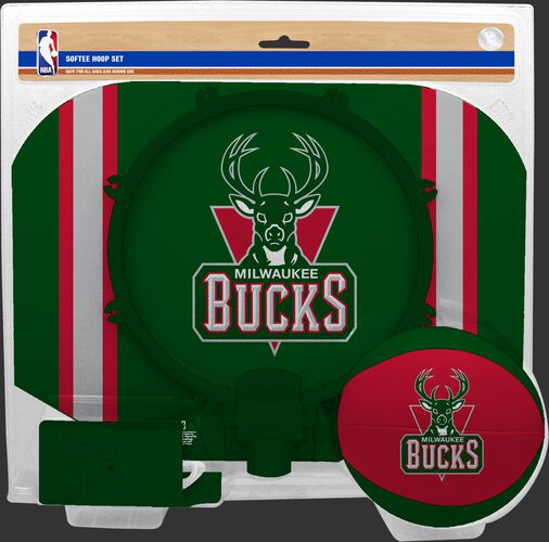 Rawlings Green and Red NBA Milwaukee Bucks Softee Hoop Set With Team Logo SKU #03544202114