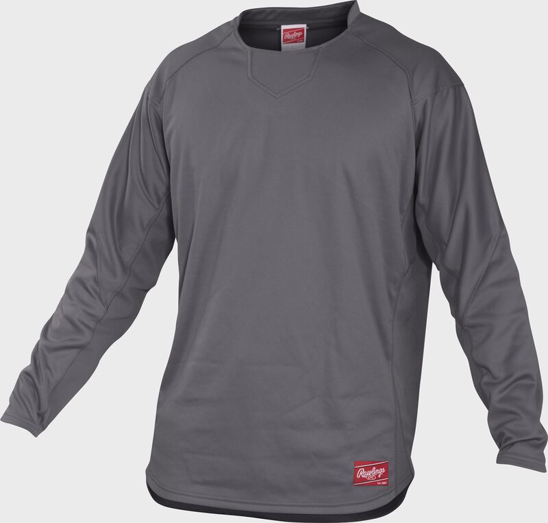Front of Rawlings Gray Adult Long Sleeve Shirt - SKU #UDFP3