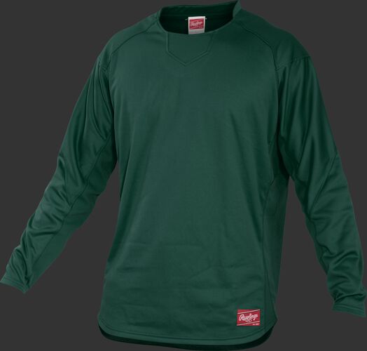Front of Rawlings Dark Green Youth Long Sleeve Shirt - SKU #YUDFP3-B-88