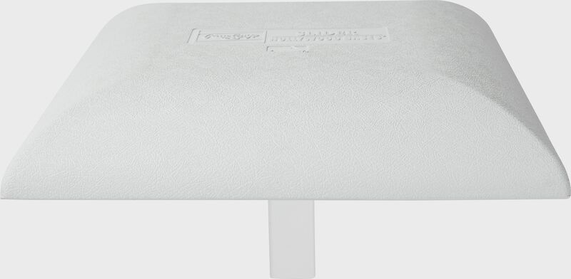 Side of a white Hollywood Slider base with the stanchion in the bottom - SKU: HISB