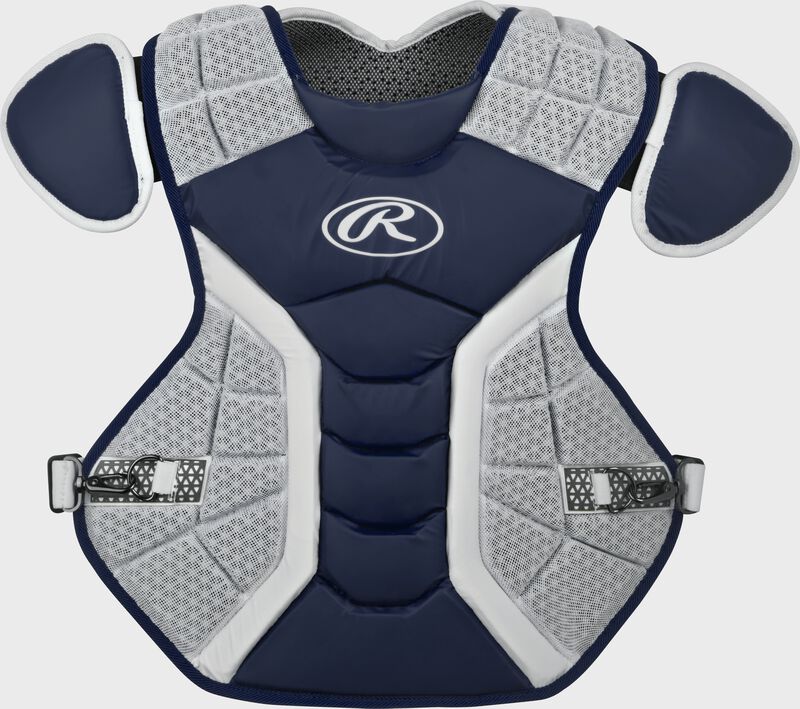 A navy/grey CPPRO Pro Preferred adult chest protector loading=