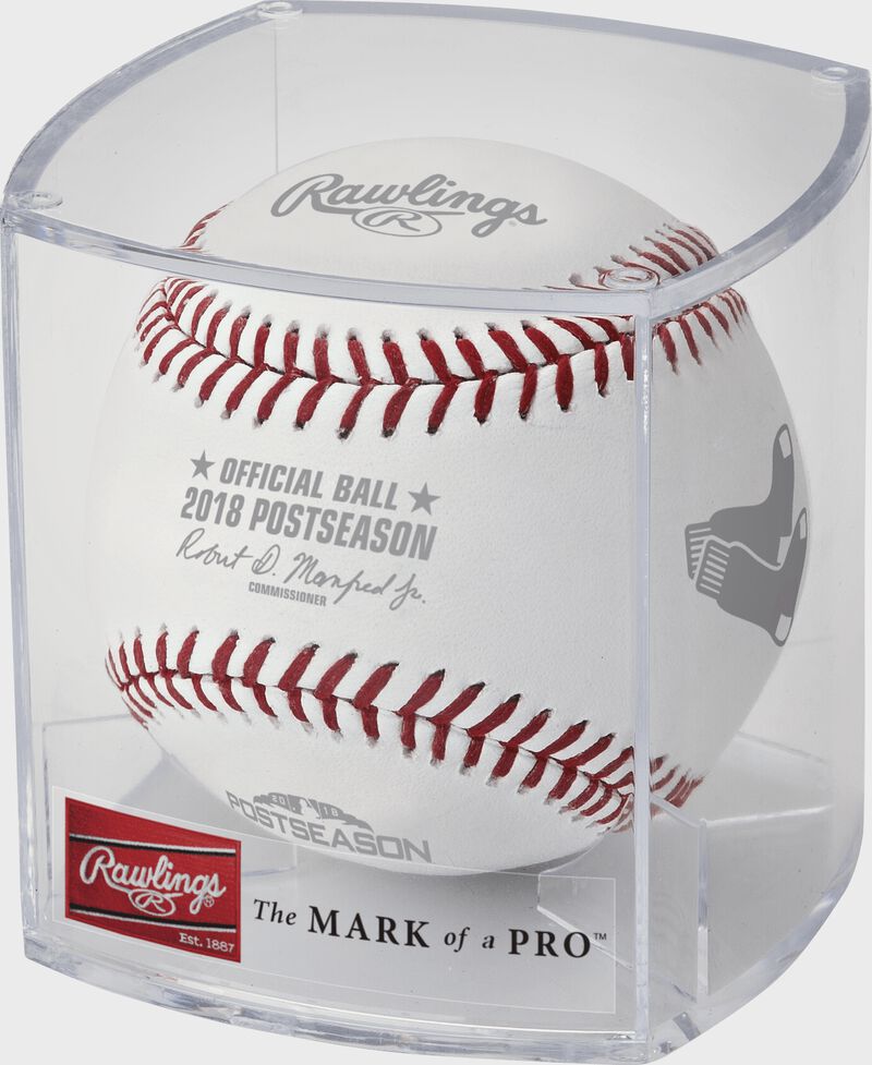 The ALCS18DL ALCS dueling baseball in clear display cube