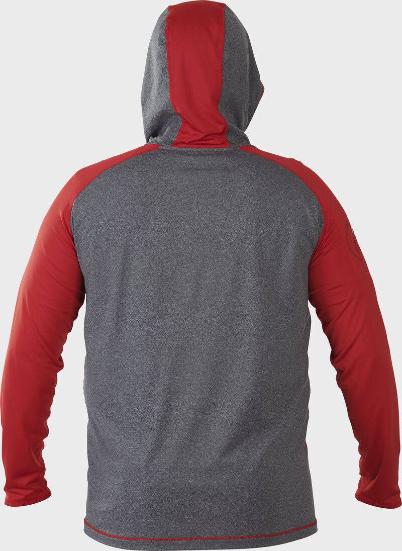 Back of Rawlings Scarlet/Gray Adult Hurler Lightweight Hoodie - SKU #HLWH-GR/S
