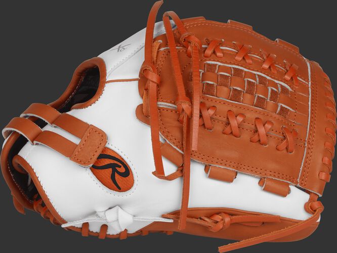 RLA125-18WO Liberty Advanced Color Series 12.5-inch fastpitch glove with orange trim and an orange Double-Laced Basket web