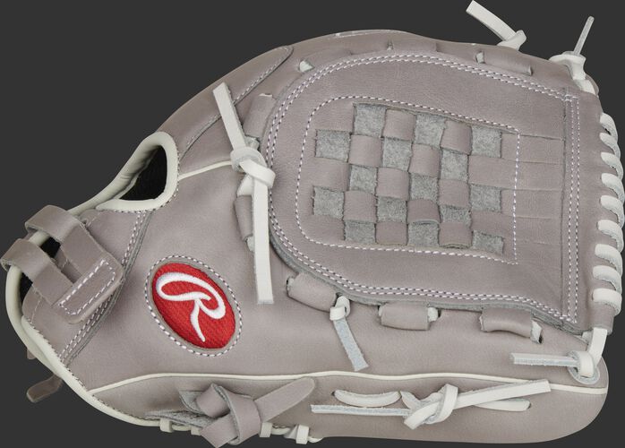 Thumb of a gray 2021 R9 Series 12-inch fastpitch infield/pitcher's glove with a gray Basket web - SKU: R9SB120-3G