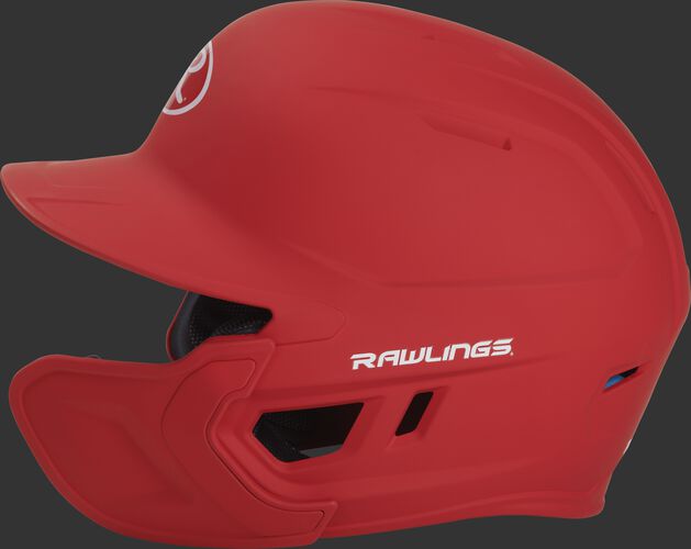 Left side of a MACHEXTR Rawlings MACH helmet with EXT extension piece