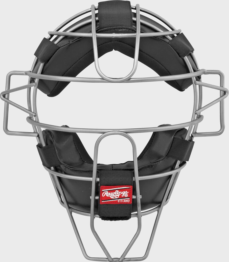 A LWMXTI-B umpire intermediate facemask with black padding and silver cage