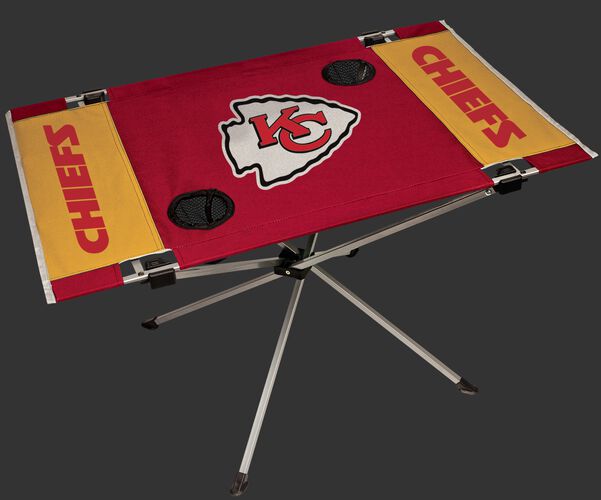 Rawlings Red and Yellow NFL Kansas City Chiefs Endzone Table With Two Cup Holders, Team Logo, and Team Name SKU #03391071111