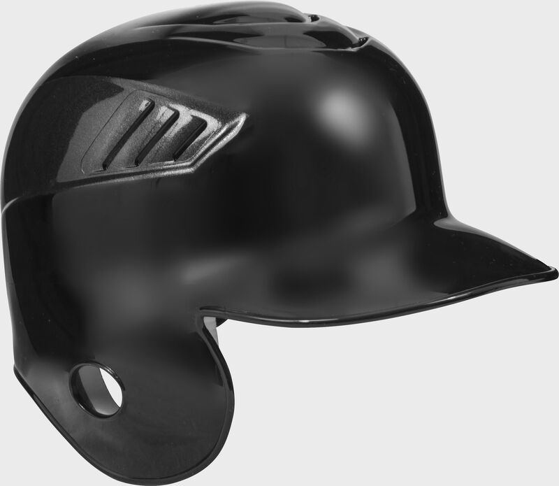 A black CFSEL Coolflo single flap batting helmet for left handed batters