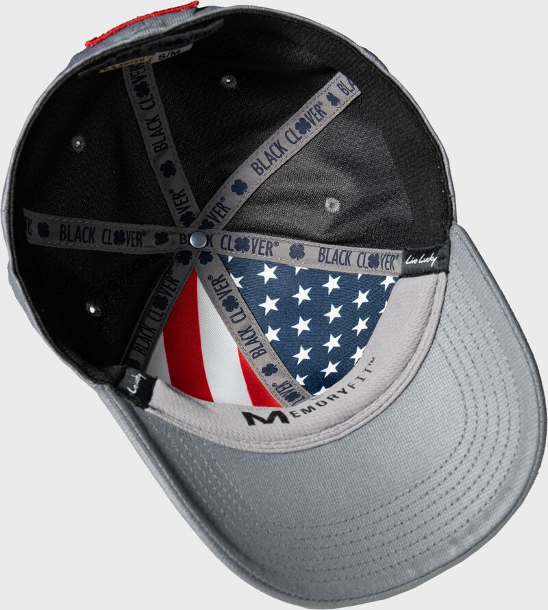 Stars and stripes inside liner of a Rawlings Black Clover plate pride fitted hat - SKU: BCR3PP0081