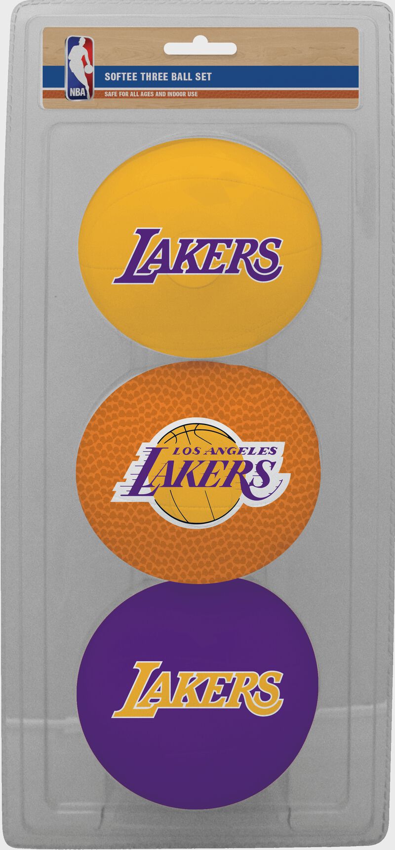 Rawlings Yellow, Brown, and Purple NBA Los Angeles Lakers Three-Point Softee Basketball Set With Team Logo SKU #03524220114