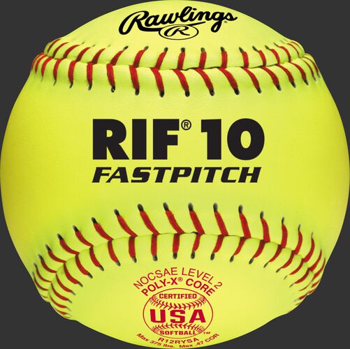A yellow R12RYSA USA RIF 10 official 12-inch softball