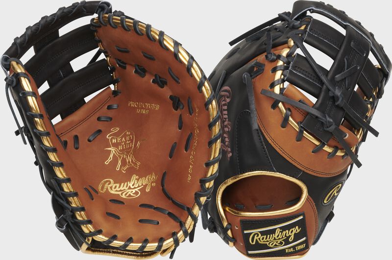2 images showing the palm and back of a ColorSync 8.0 Heart of the Hide 1st base mitt - SKU: PRODCTGBB