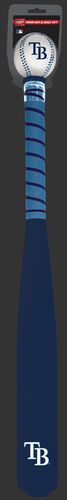 Front of Rawlings Tampa Bay Rays Foam Bat and Ball Set in Team Colors With Team Name and Logo On Front SKU #01860009111