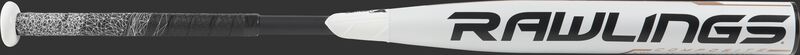 FP9Q9 Quatro fastpitch softball bat with a white barrel and black Rawlings logo