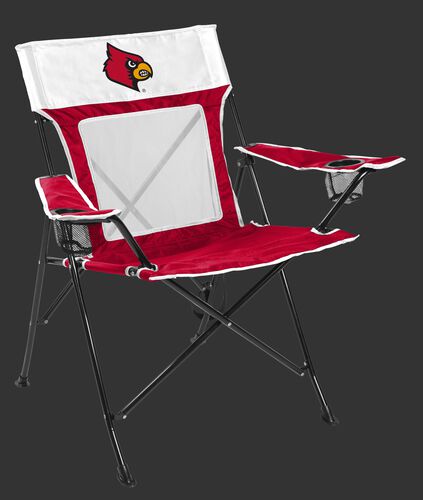 Front of Rawlings Red and White NCAA Louisville Cardinals Game Changer Chair With Team Logo SKU #00643078111