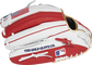 White/scarlet back of a Heart of the Hide USA infield glove with the MLB logo on the pinky - SKU: RSGPRONP5-2USA image number null
