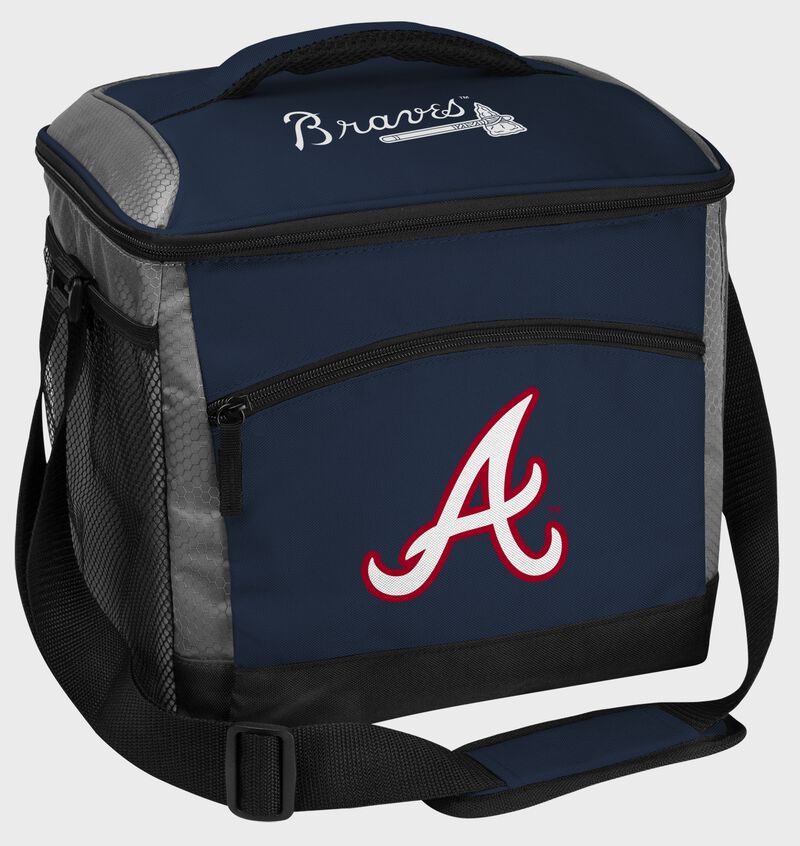 An Atlanta Braves 24 can soft sided cooler