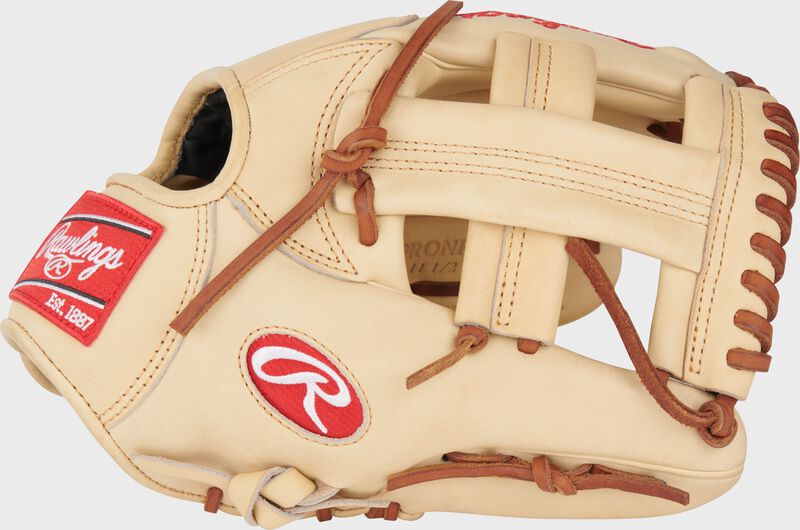 Thumb of a camel Trea Turner Heart of the Hide infield glove with a single post web - SKU: PRONP4-1TT