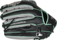 Pinky back view of black, mint, and gray 2021 Heart of the Hide Hyper Shell outfield glove image number null