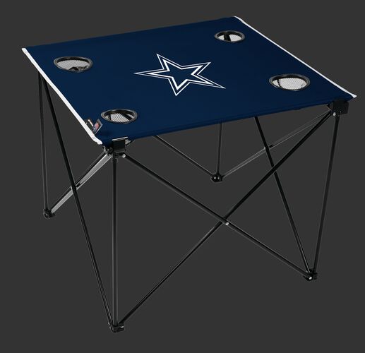 Rawlings Navy Blue NFL Dallas Cowboys Deluxe Tailgate Table With Four Cup Holders and Team Logo Printed In The Middle SKU #00701065111