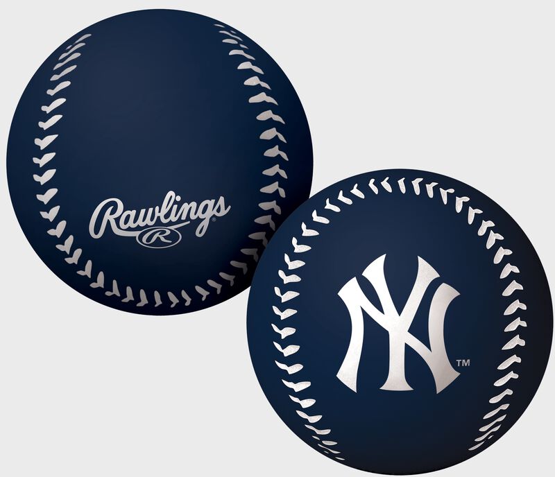 A navy New York Yankees big fly rubber bounce ball