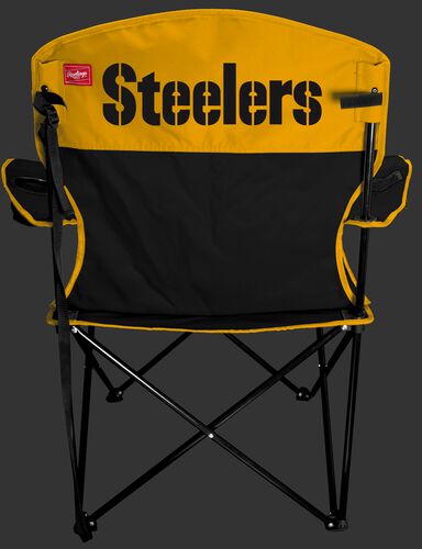 Back of Rawlings Black and Yellow NFL Pittsburgh Steelers Lineman Chair With Team Name SKU #31021082111