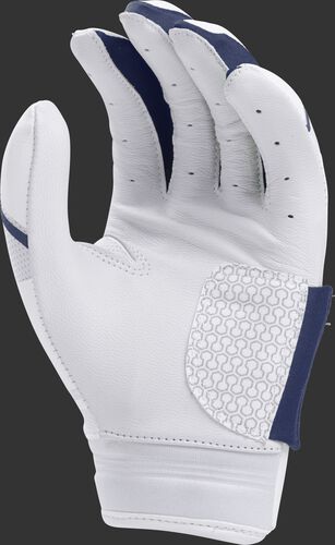White palm of a white/navy FPWPBG Rawlings Workhorse women's batting glove