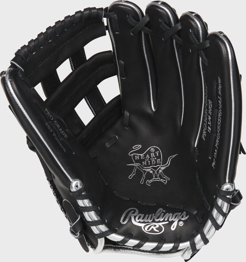PRO3039-6BSSP Rawlings Color Sync 4.0 outfield glove with a black palm and black laces