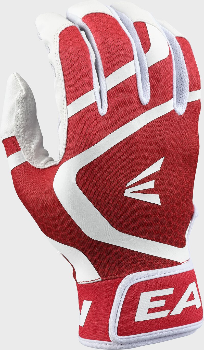 EASTON YOUTH MAV GT BASEBALL BATTING GLOVES - WHITE/RED - LARGE