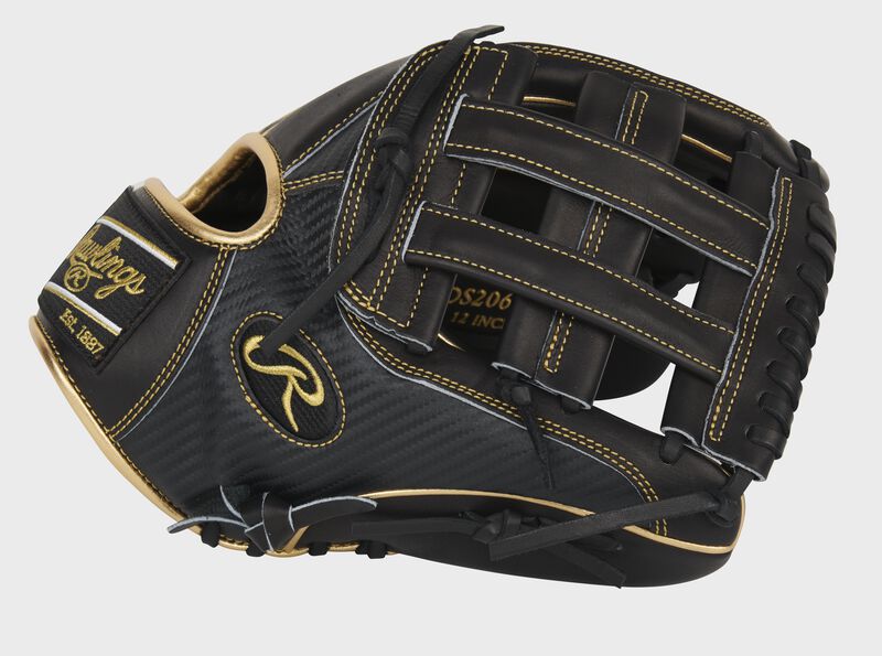 Black thumb of an exclusive Pro Preferred 12-Inch Hyper Shell glove with a black H-web - SKU: PROS206-6BCF