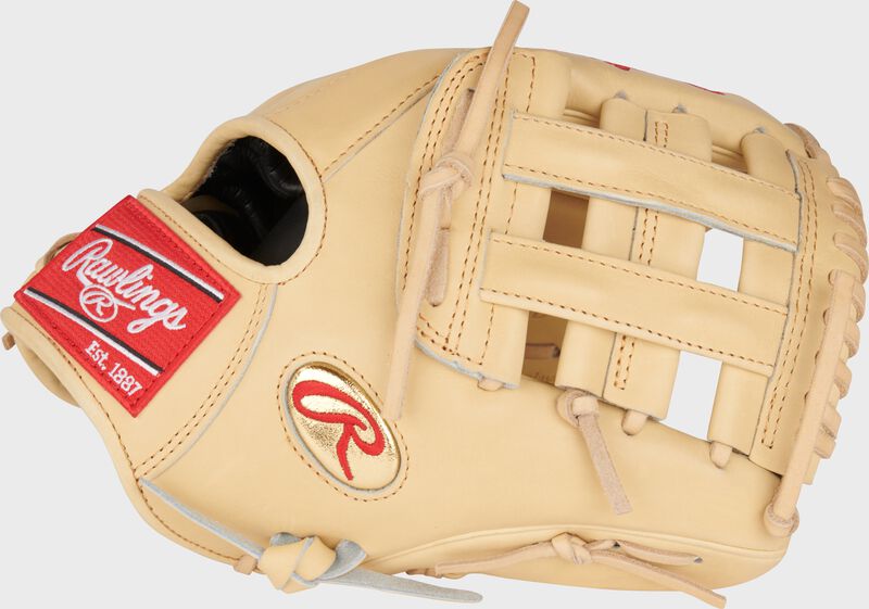 Thumb of a camel Gameday 57 Series Brendan Donovan Pro Preferred glove with a gold Oval-R - SKU: PROS204-6BD