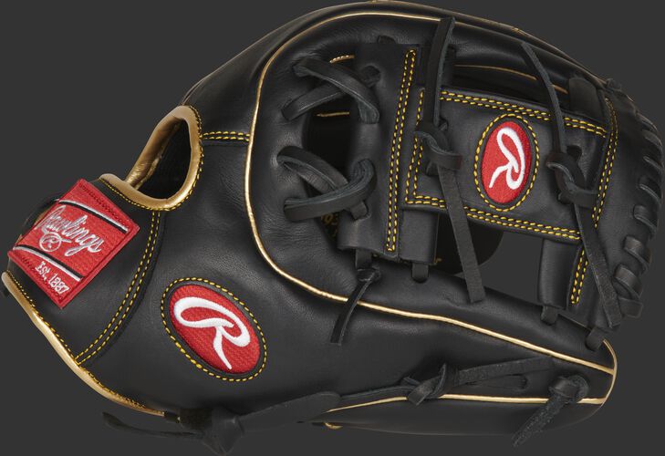 Thumb of a black R9 series 11.5-Inch infield glove with a black I-web - SKU: R9314-2BG