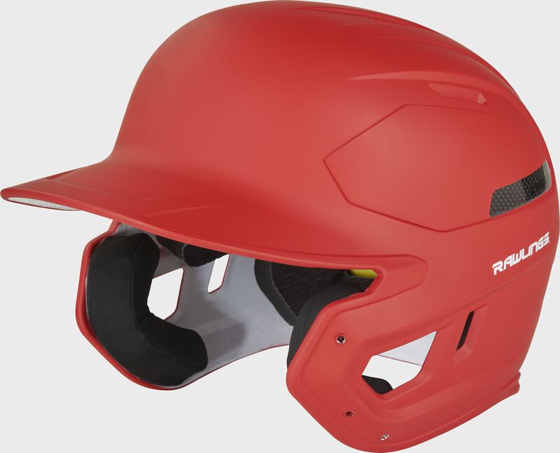 Front left-side view of Rawlings Mach Carbon Batting Helmet - SKU: CAR07A