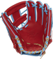 Scarlet palm of a Rawlings HOH ColorSync 6.0 infield glove with Columbia blue laces - SKU: PRO204-2SCB image number null