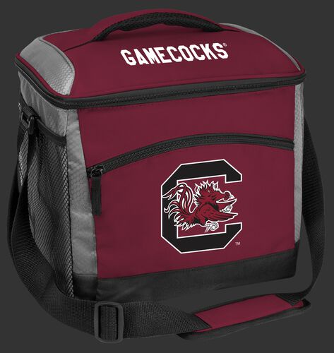 A maroon South Carolina Gamecocks 24 can soft sided cooler with screen printed team logos - SKU: 10223098111