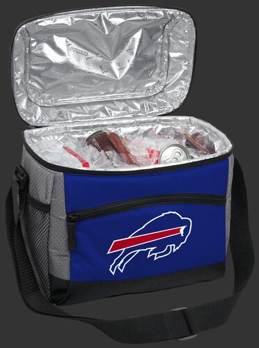 An open Buffalo Bills 12 can cooler filled with ice and drinks - SKU: 10111061111