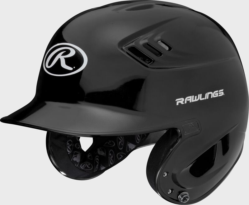 A metallic black R16S Velo senior batting helmet with Cool-Flo vents