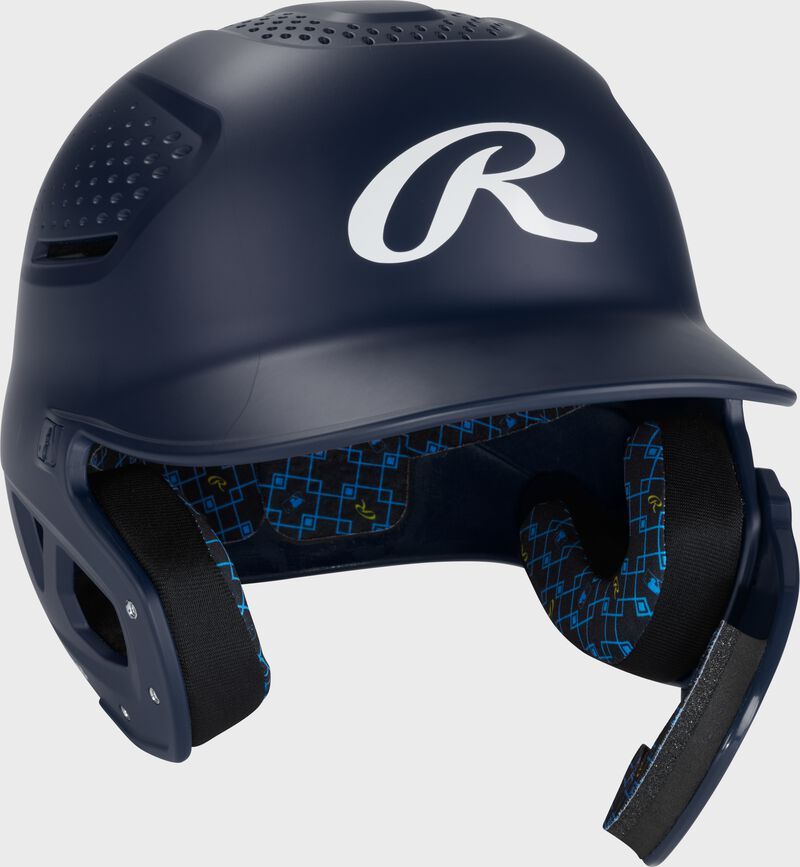 Front right of a navy Rawlings RX2 Reverse batting helmet loading=