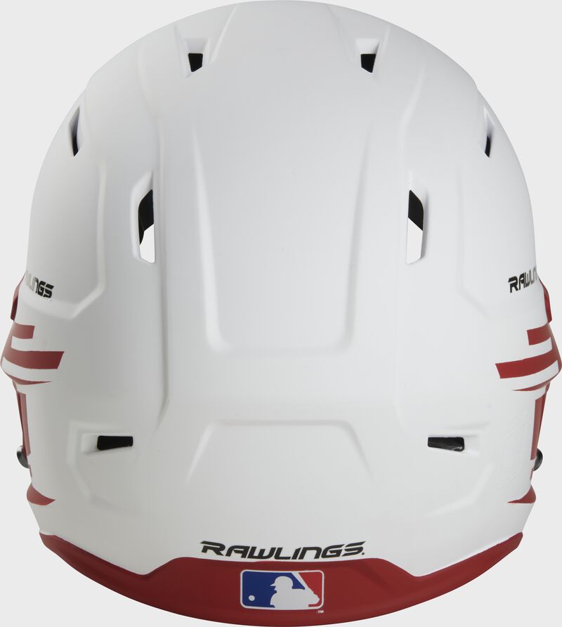 Back view of Rawlings Mach Ice Softball Batting Helmet, Scarlet - SKU: MSB13