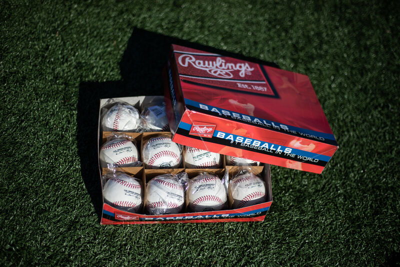 An opened box of a dozen Rawlings Cal Ripken baseballs - SKU: RCAL1