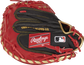 Mesh back of a Heart of the Hide catcher's mitt with a red Rawlings patch - SKU: RSGPROYM4S image number null